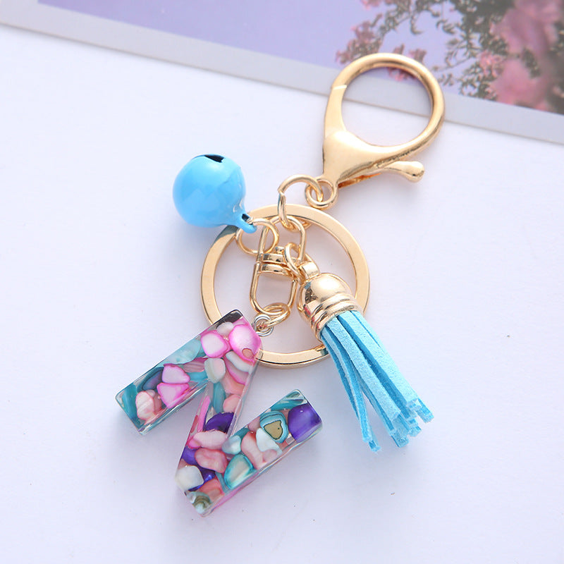 Wholesale English Alphabet Tassel Pendant Resin Drop Glue Keychains